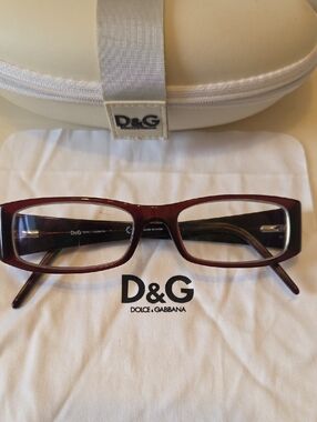 D&G Dolce & Gabbana Burgundy Glasses with Rhinestones